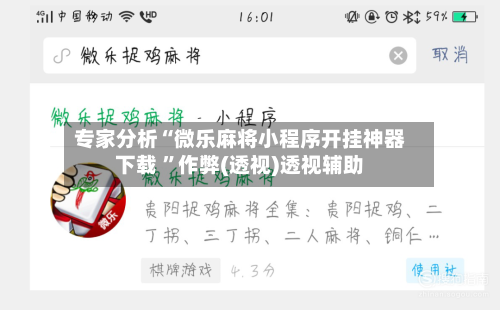 专家分析“微乐麻将小程序开挂神器下载 ”作弊(透视)透视辅助-第3张图片