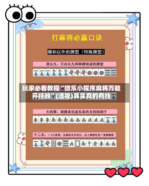 玩家必看教程“微乐小程序麻将万能开挂器”(透视)其实真的有挂