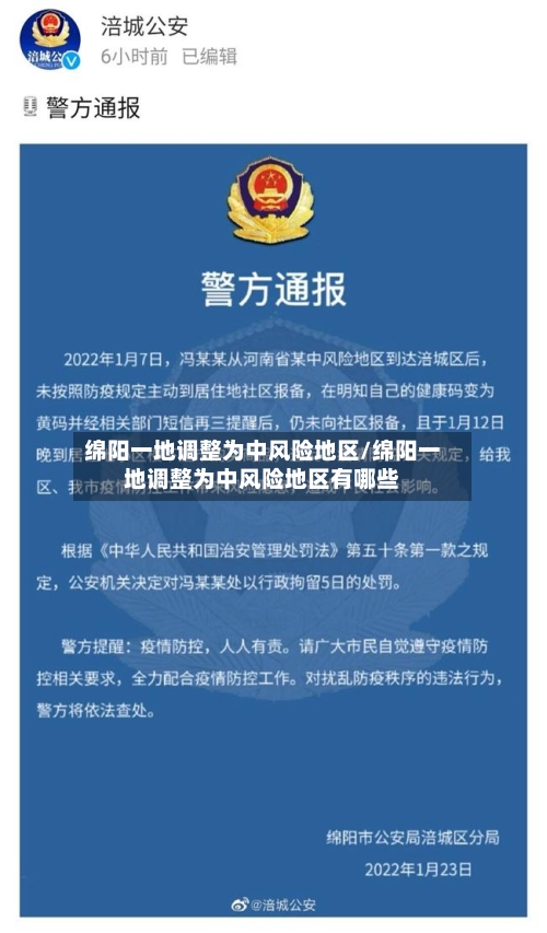 绵阳一地调整为中风险地区/绵阳一地调整为中风险地区有哪些