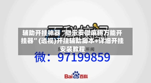 辅助开挂神器“微乐安徽麻将万能开挂器”(透视)开挂辅助脚本+详细开挂安装教程-第3张图片