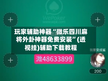 玩家辅助神器“微乐四川麻将外卦神器免费安装”(透视挂)辅助下载教程-第3张图片