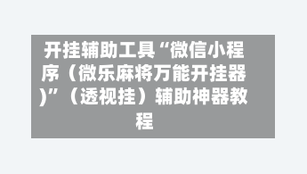 开挂辅助工具“微信小程序（微乐麻将万能开挂器)	”（透视挂）辅助神器教程-第2张图片