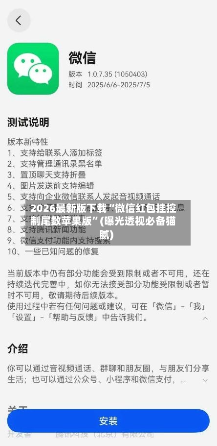 2026最新版下载“微信红包挂控制尾数苹果版”(曝光透视必备猫腻)-第2张图片