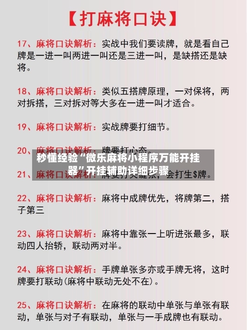 秒懂经验“微乐麻将小程序万能开挂器”开挂辅助详细步骤
