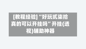 [教程经验]“好玩贰柒拾真的可以开挂吗”开挂(透视)辅助神器-第3张图片