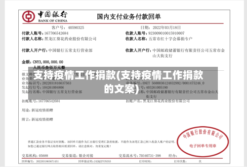 支持疫情工作捐款(支持疫情工作捐款的文案)