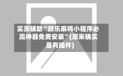 实测辅助“微乐麻将小程序必赢神器免费安装”(原来确实是有插件)-第3张图片